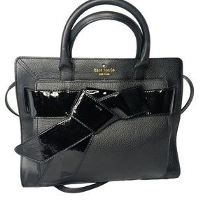 Kate Spade Bow Valley Rosa Leather Satchel Handbag Purse Black